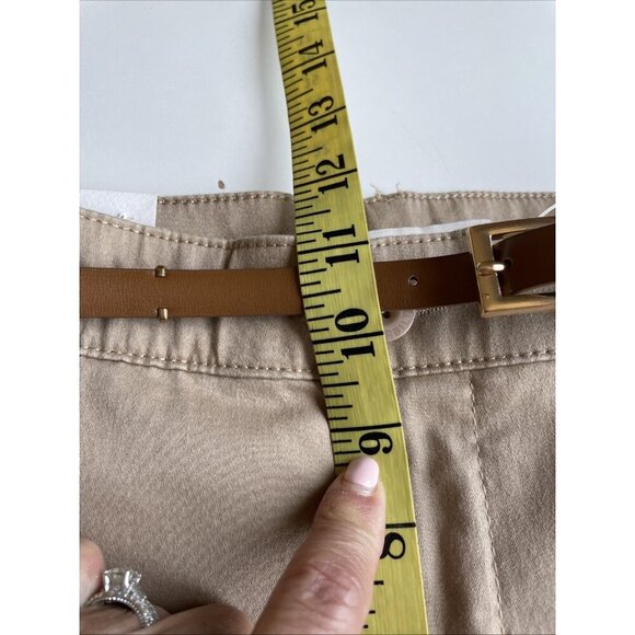 NWT Gloria Vanderbilt Anita Capri Pants Size 12 Perfect Khaki Stretch Belted - Picture 13 of 15